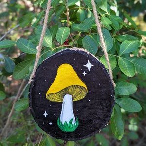 Magic mushy hanging wood painting - wall decor
